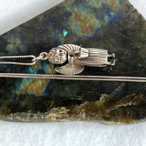 VTG Sterling Silver 925 Mexico Celia Harms Articulating Angel Pendant Necklace - Picture 11 of 16